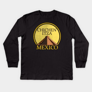 Temple of Kukulcán El Castillo Chichen Itza Mexico Kids Long Sleeve T-Shirt